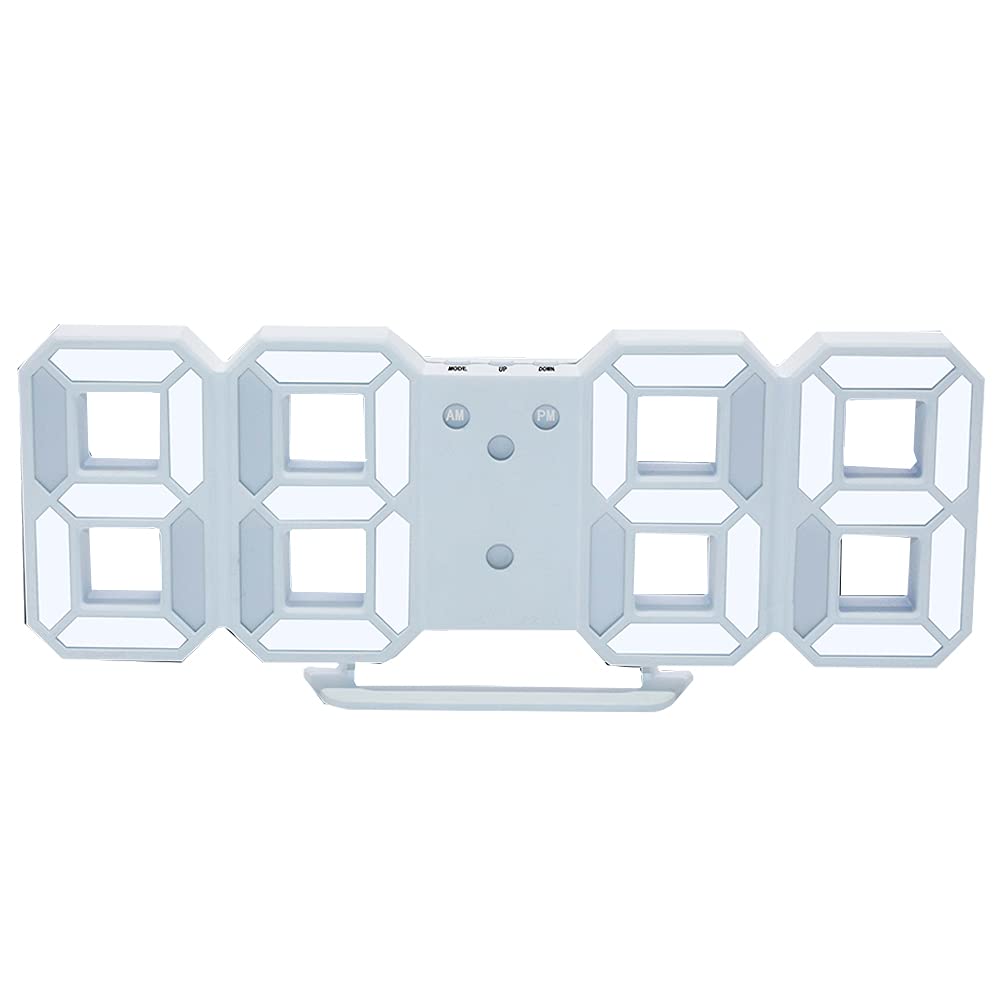 Acrylic Digital LED Display Number Clock (White) – Modern Table & Wall Hanging Alarm Clock | Bright LED Time Display, Night Light, Home & Office Decor