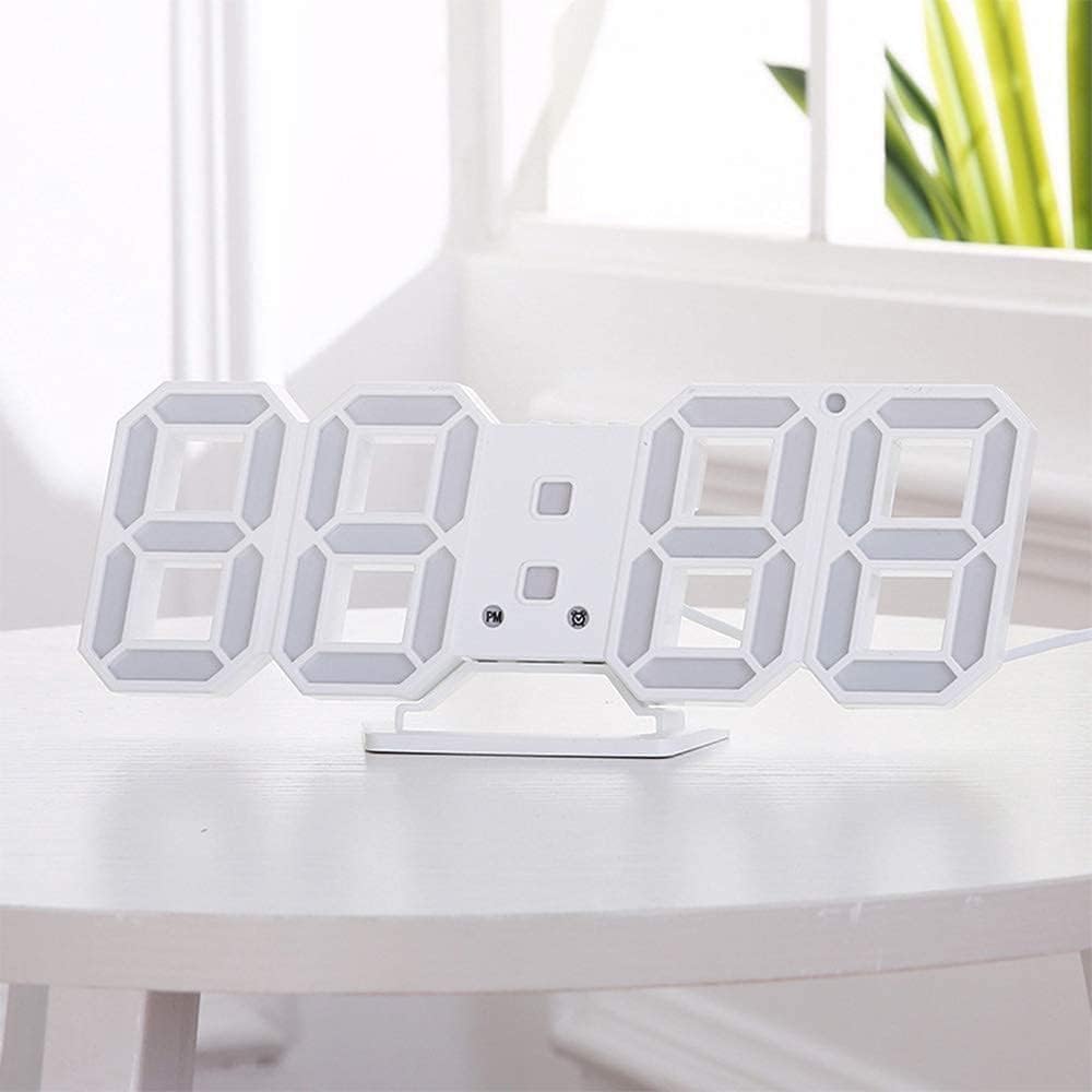 3D Led Digital Wall Clock with 3 Level Adjustable Brightness (Orange Color)