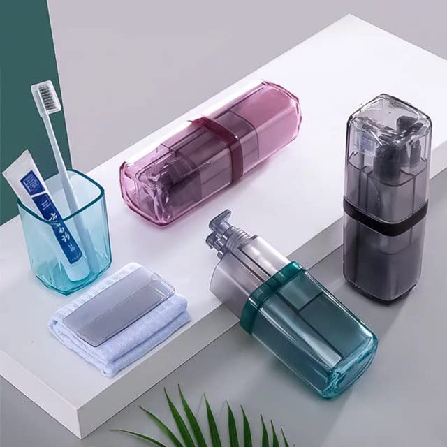 6 in 1 Travel Wash Cup Toothbrush Toothpaste Towel Comb Storage (Multi Color)