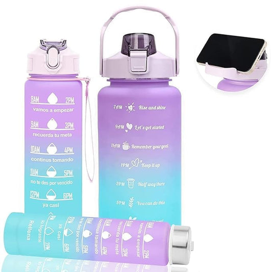 Motivational Water Bottle Set Of 3 With Time & Capacity Marker Leakproof Unbreakable