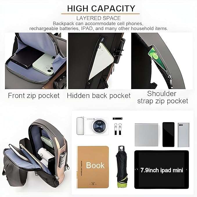 Sling Bag for Men & Women | Anti-Theft Crossbody Bag with USB Charging Port | Stylish Chest Shoulder Bag