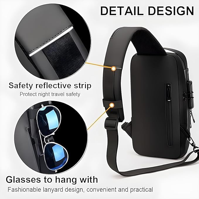 Sling Bag for Men & Women | Anti-Theft Crossbody Bag with USB Charging Port | Stylish Chest Shoulder Bag