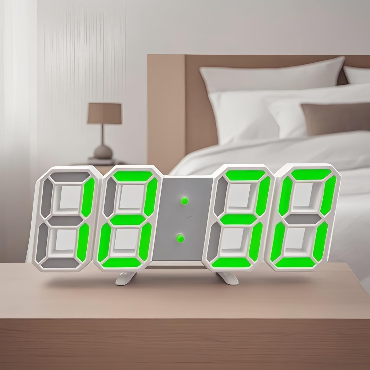 3D Led Digital Wall Clock with 3 Level Adjustable Brightness (Green Color)