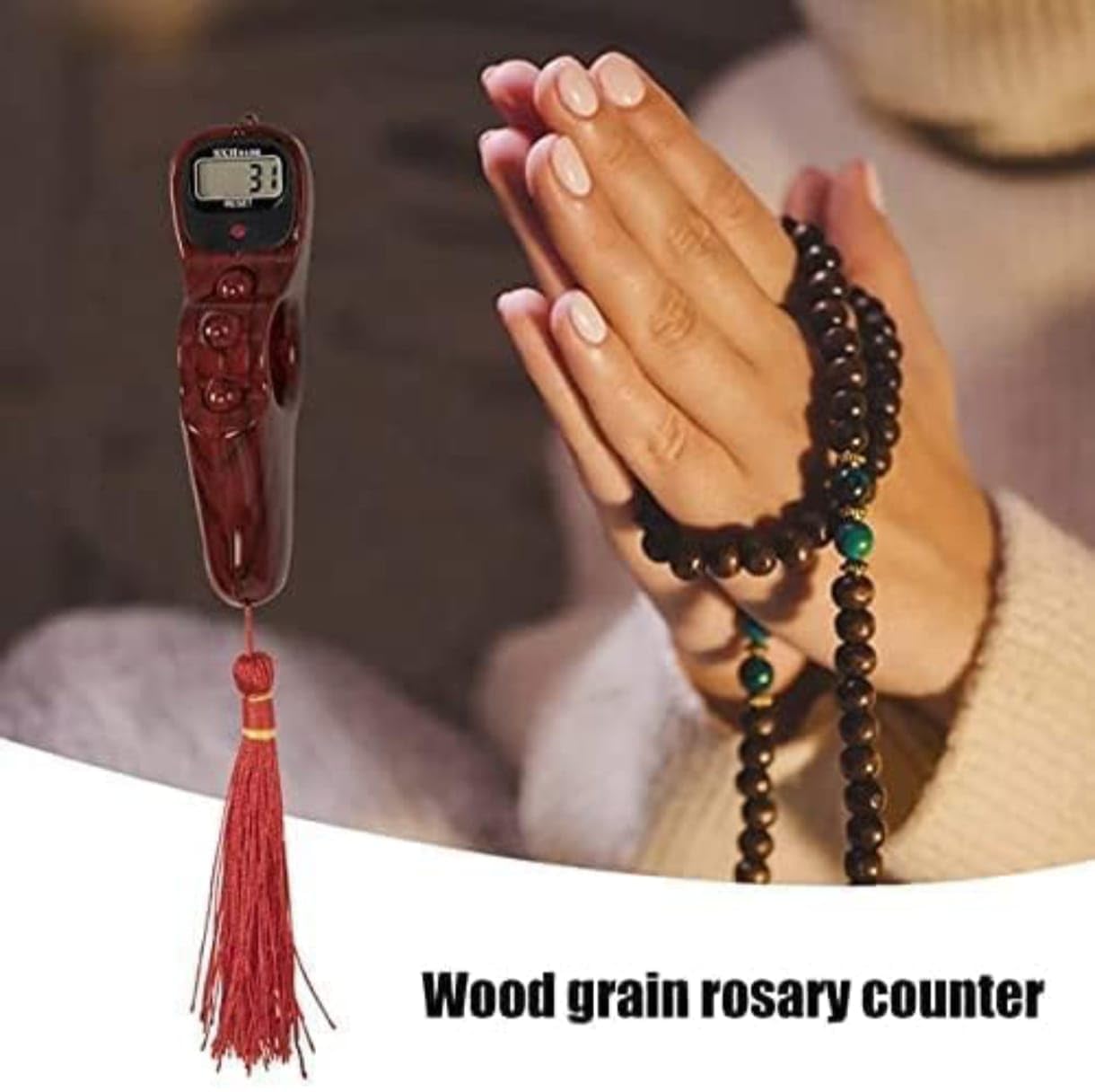 Digital Prayer Counter, LCD Display Finger Tally Counter with Tassel for Rosary, Jaap Mala (Multi Color)