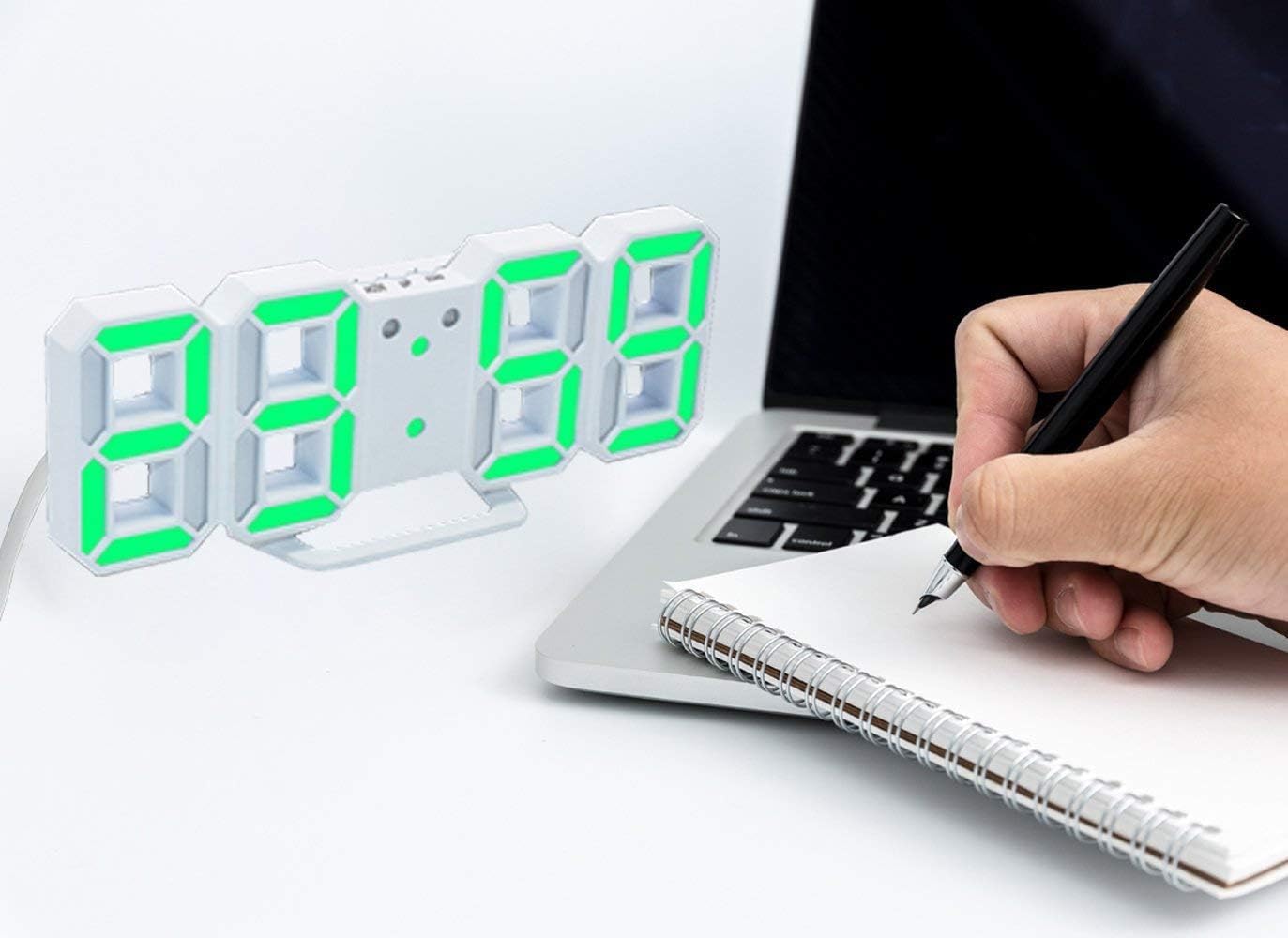 3D Led Digital Wall Clock with 3 Level Adjustable Brightness (Green Color)