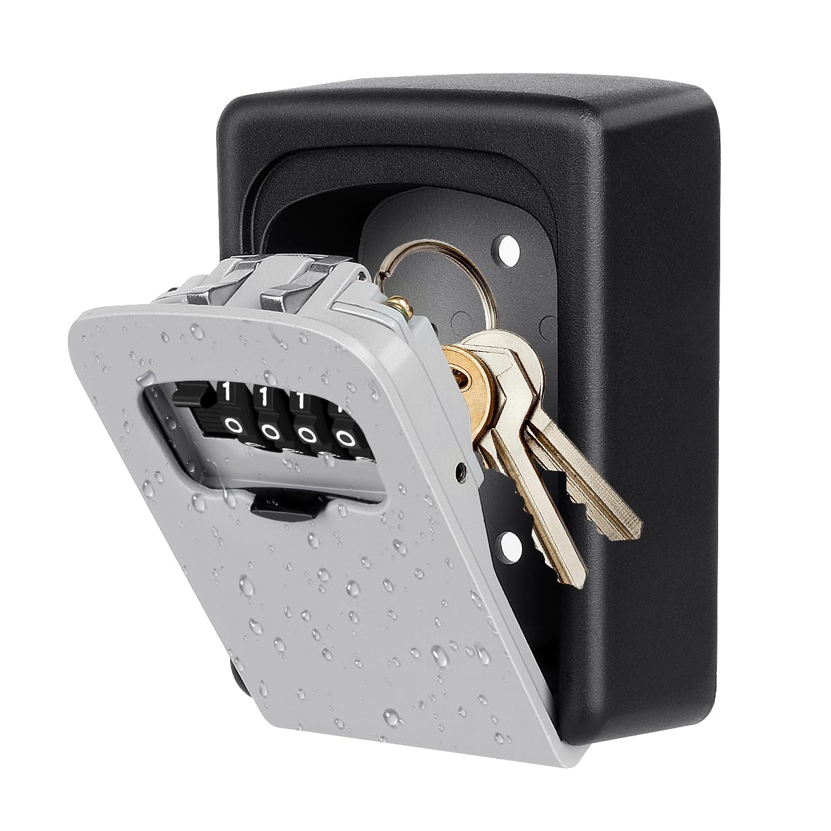 Key Lock Box Wall Mounted 4 Digit Combination Lock Box For House Key Weatherproof Safe Security Key Storage Lock Box For Outside Realtors Garage Spare Keys Black No Hanger