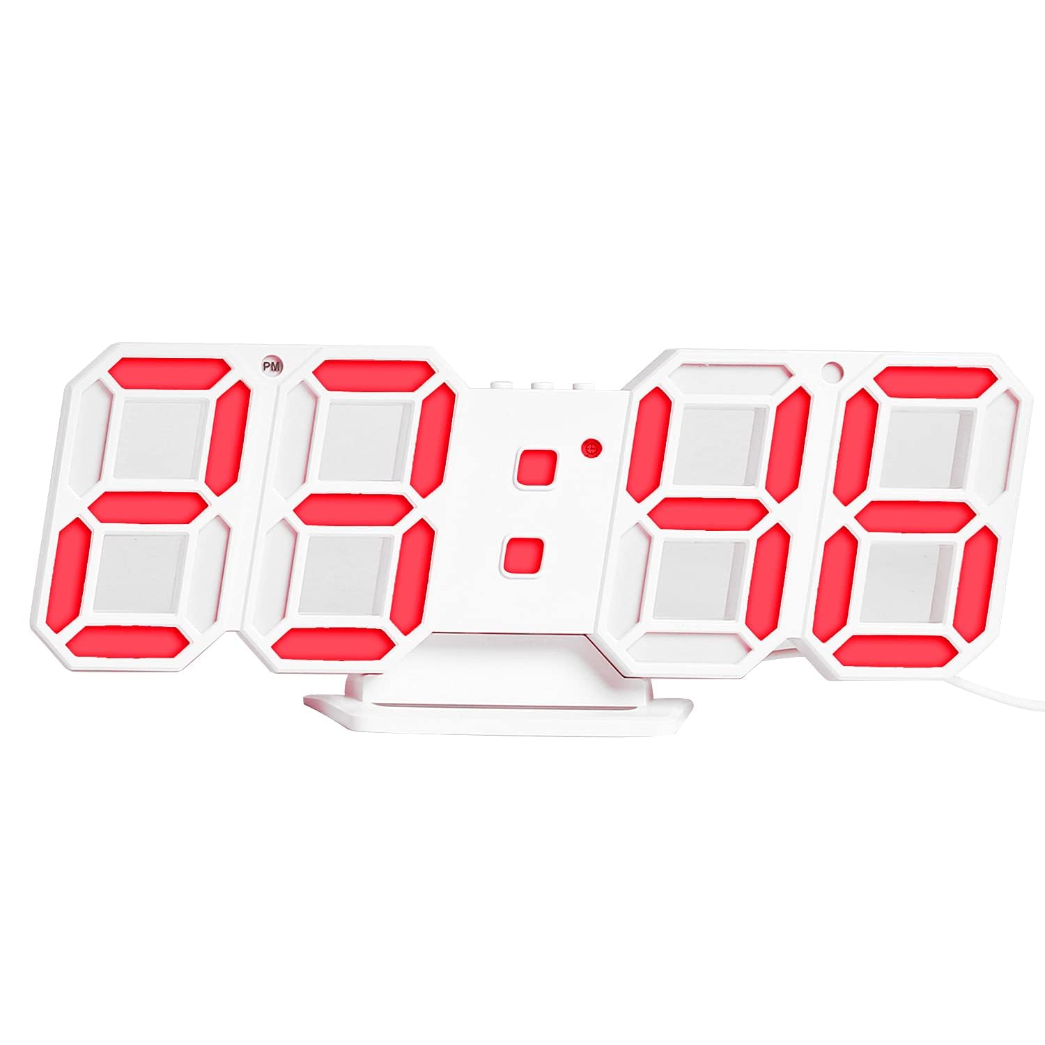 3D Led Digital Wall Clock with 3 Level Adjustable Brightness (Red Color)