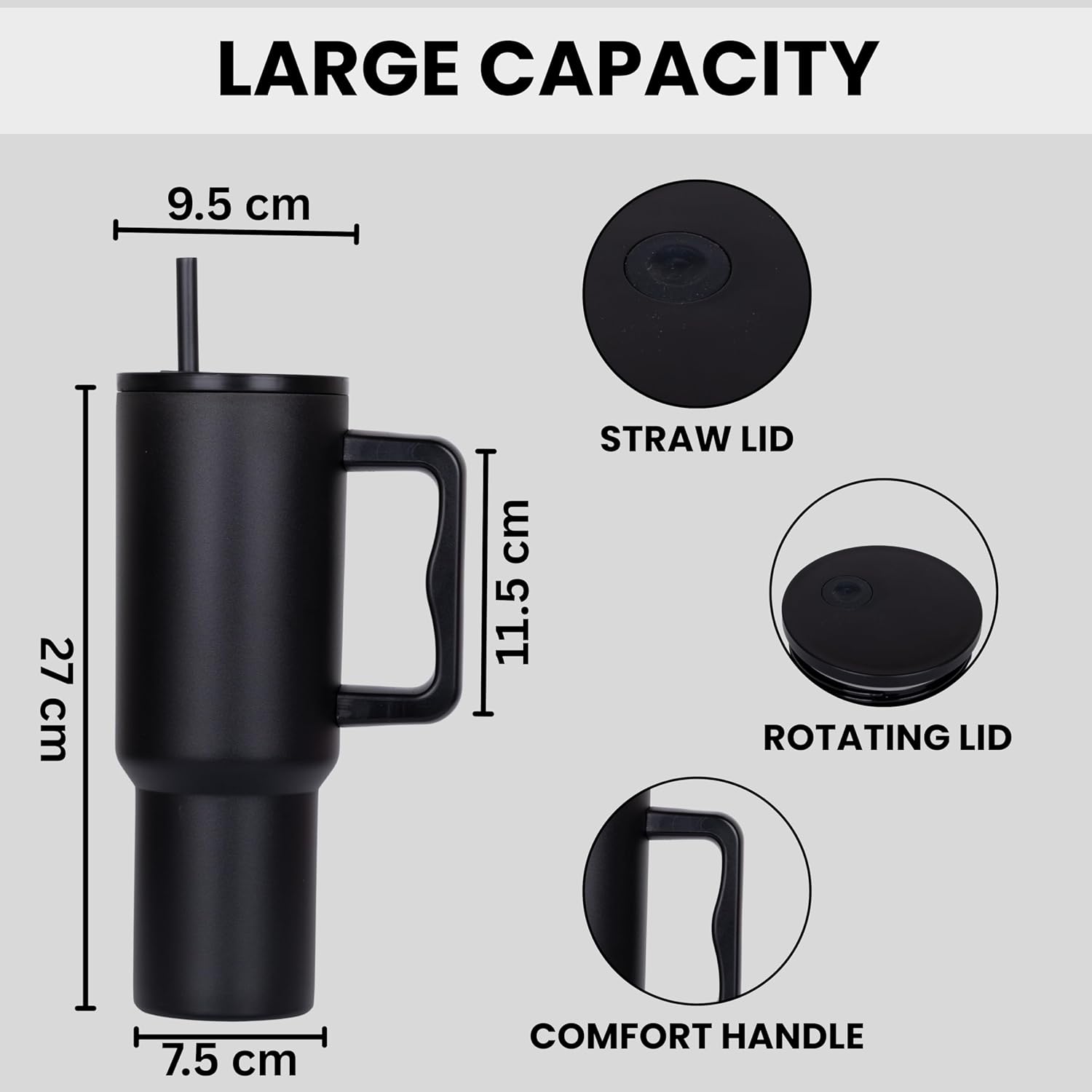 1200ML Stainless Steel Tumbler – Hot & Cold with Handle