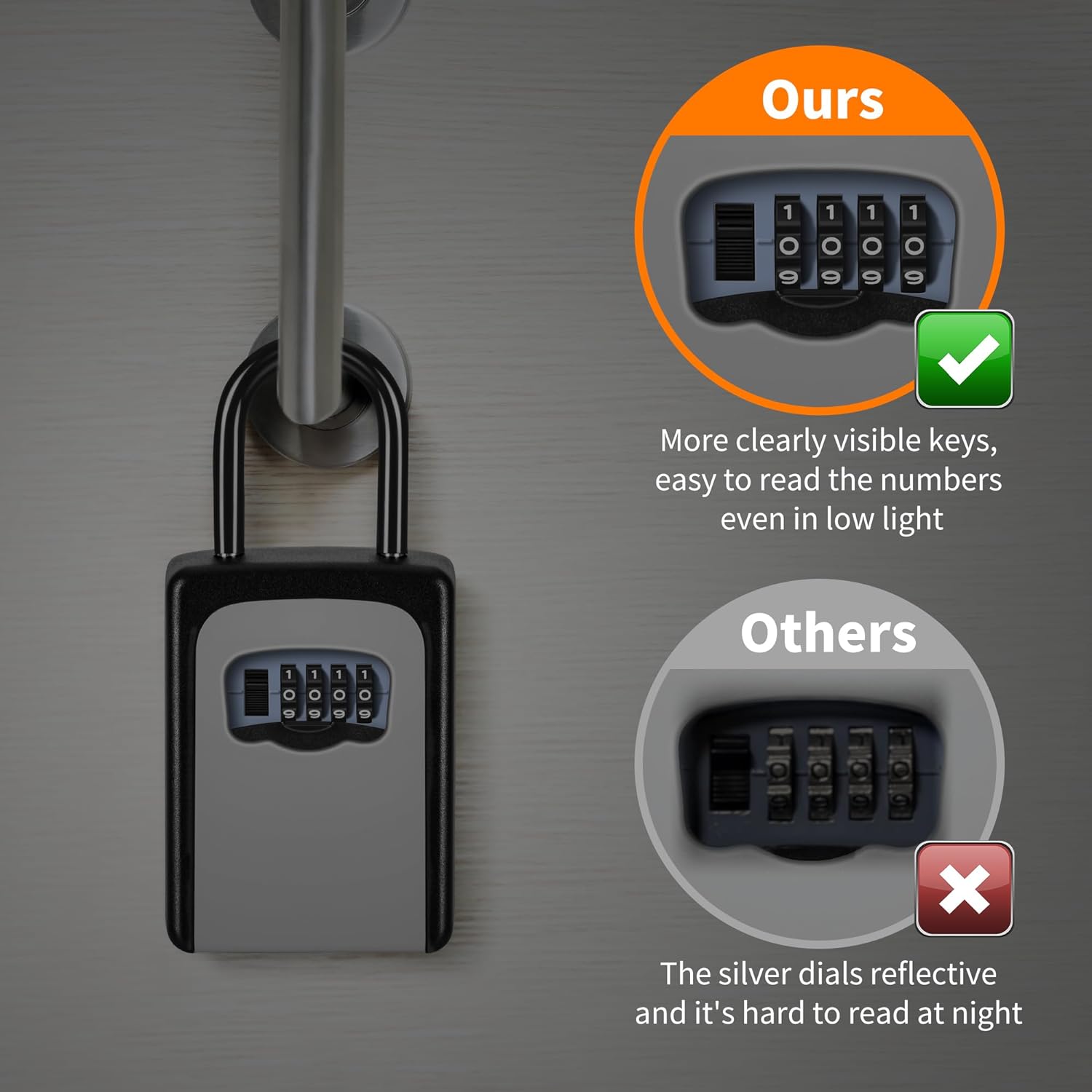 Key Lock Box Wall Mounted | 4 Digit Combination Lock Box for House Key | Weatherproof Safe Security Key Storage | Lock Box for Outside Keys (with Hanger)