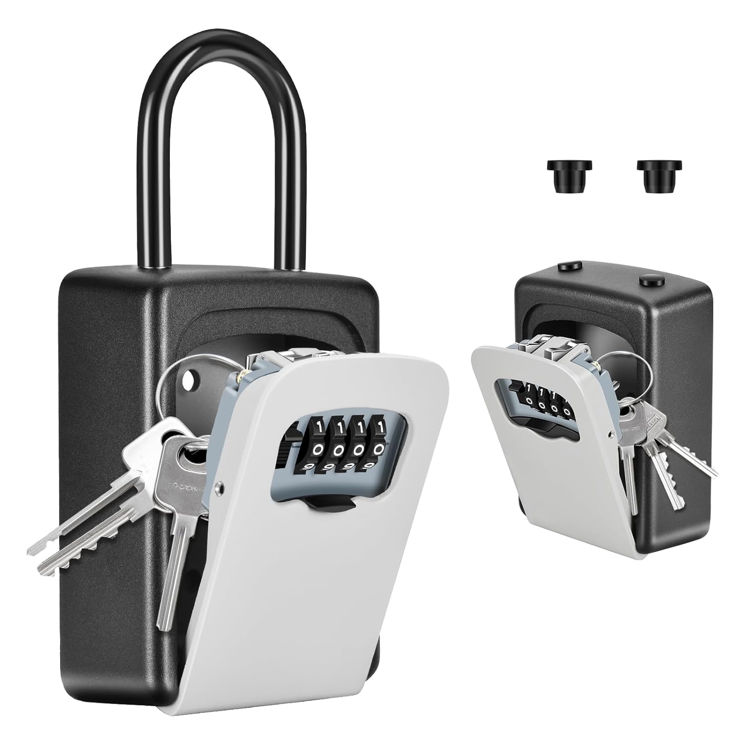 Key Lock Box Wall Mounted | 4 Digit Combination Lock Box for House Key | Weatherproof Safe Security Key Storage | Lock Box for Outside Keys (with Hanger)