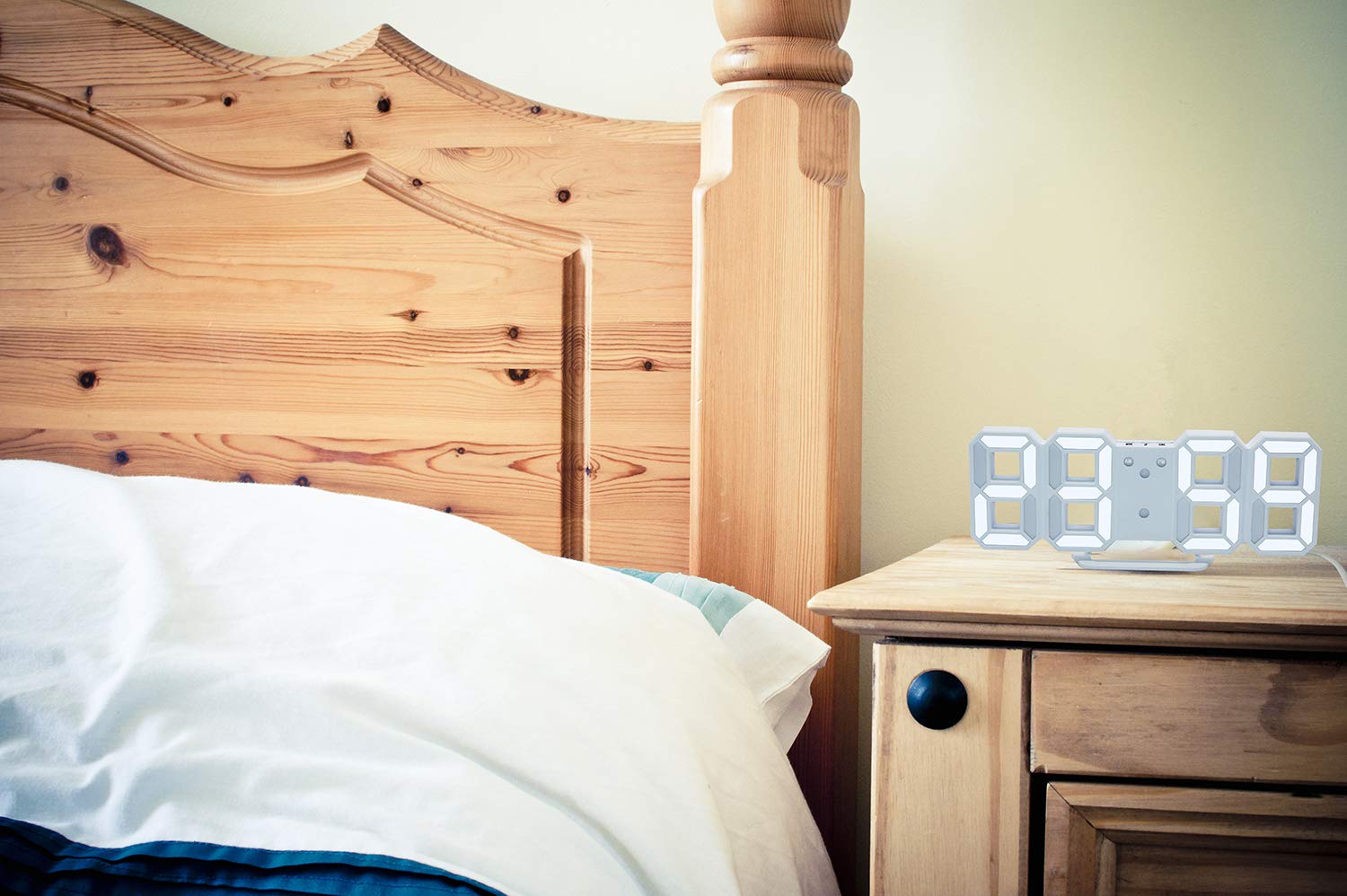 Acrylic Digital LED Display Number Clock (White) – Modern Table & Wall Hanging Alarm Clock | Bright LED Time Display, Night Light, Home & Office Decor