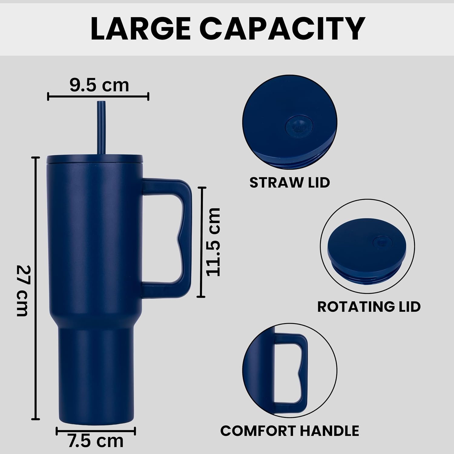 1200ML Stainless Steel Tumbler Hot and Cold with Handle