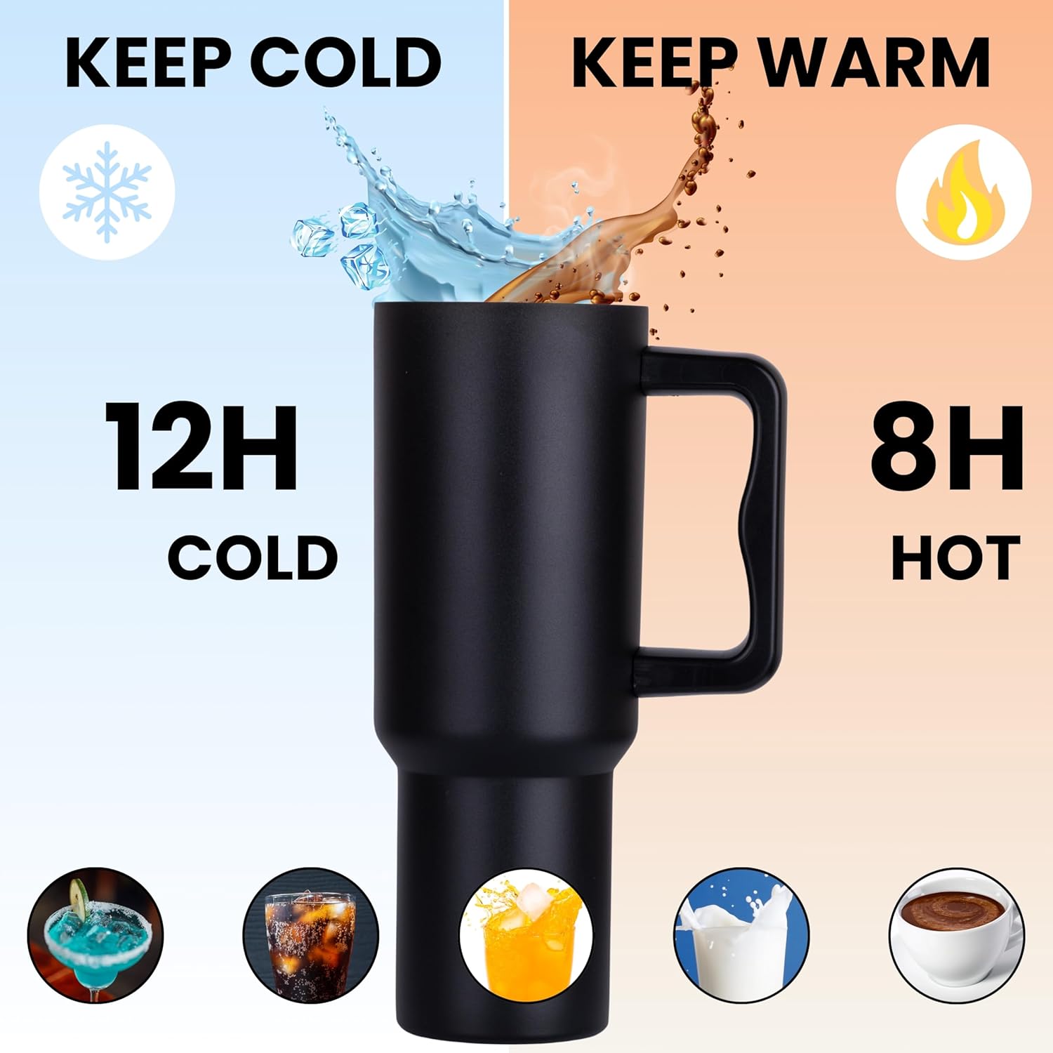 1200ML Stainless Steel Tumbler – Hot & Cold with Handle