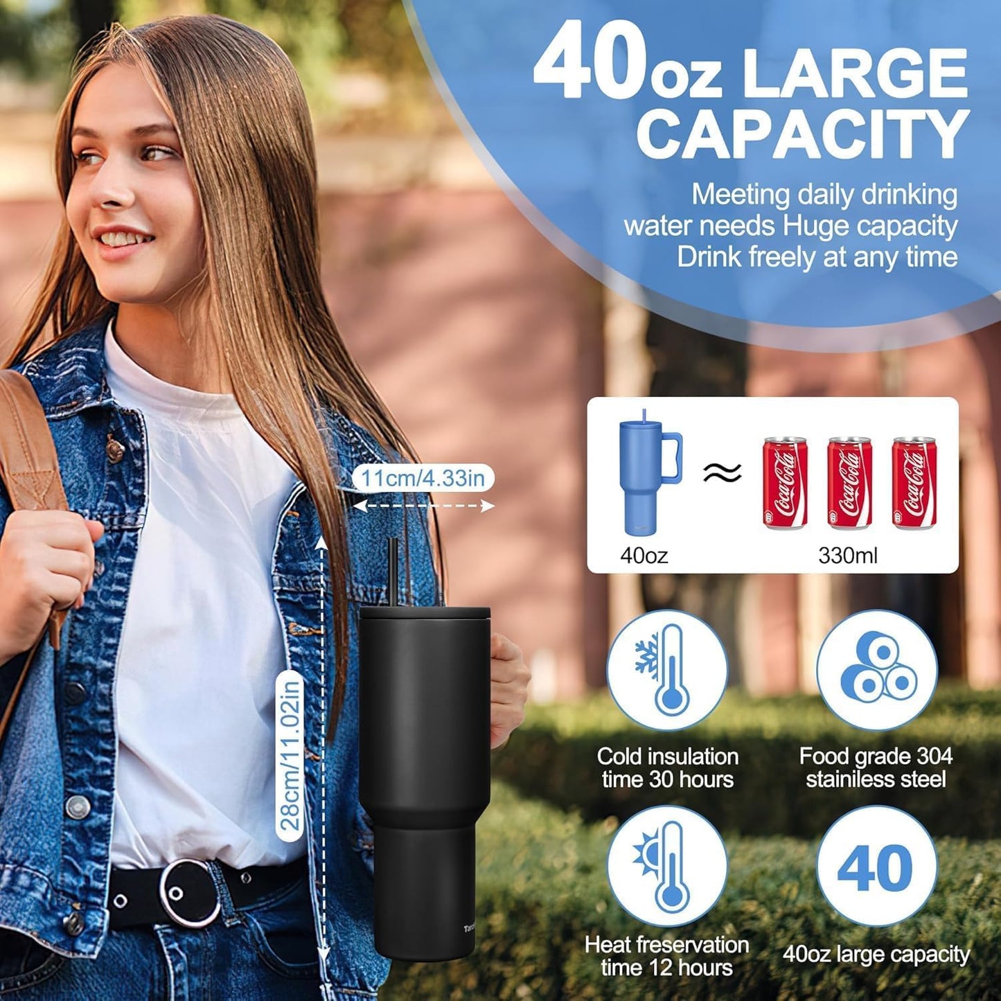 1200ML Stainless Steel Tumbler – Hot & Cold with Handle