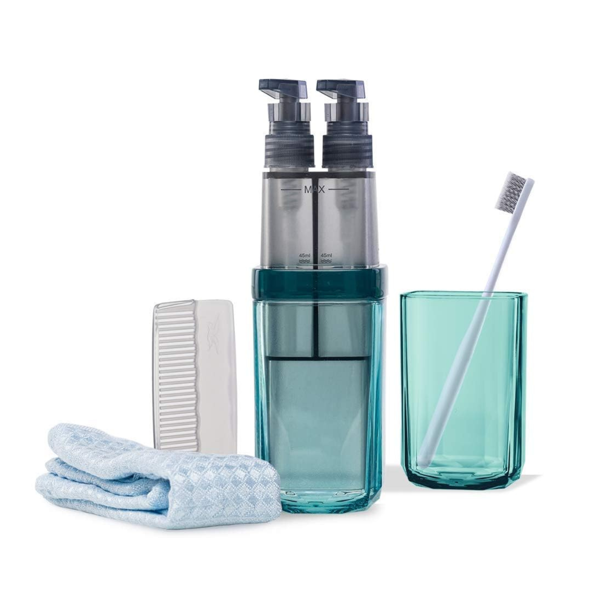 6 in 1 Travel Wash Cup Toothbrush Toothpaste Towel Comb Storage (Multi Color)