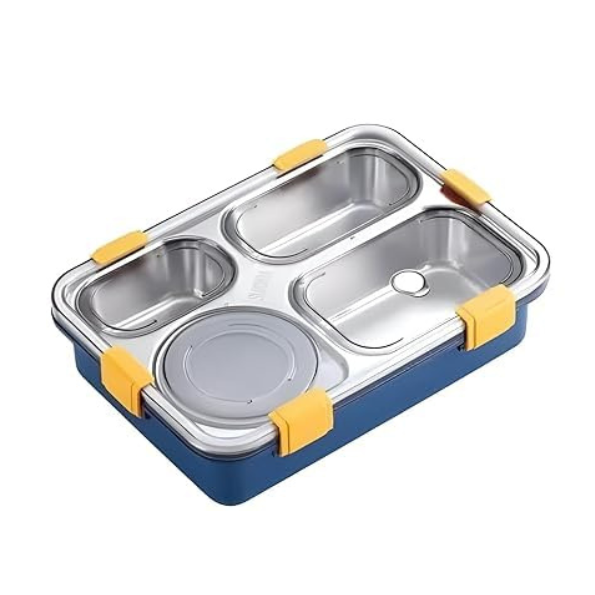 4-Compartment Stainless Steel Lunch Box – Leakproof Steel Bento Lunch Box with 4 Sections | BPA Free Food Container for Office, School & Travel (900 ML)